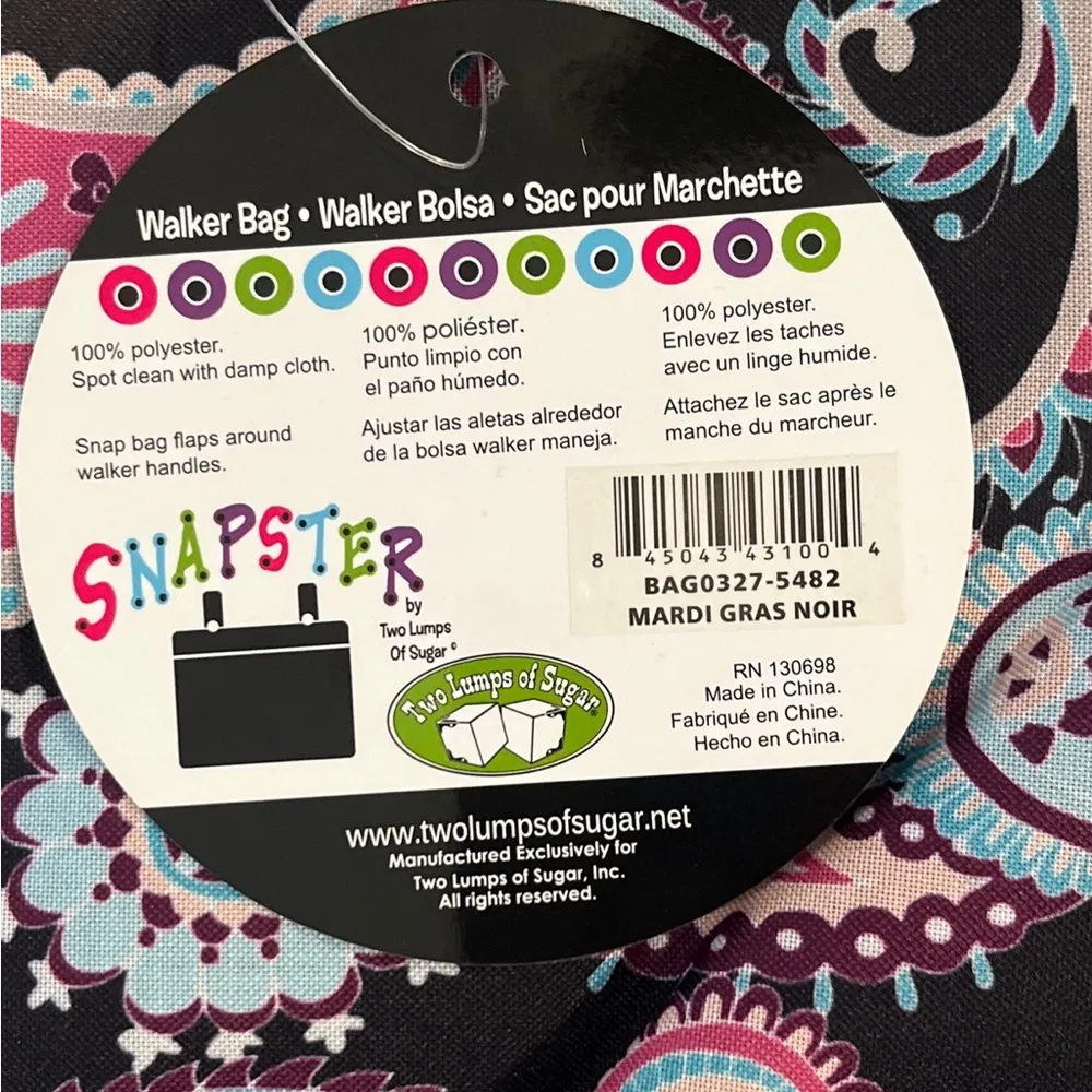NWT Snapster Walker Bag Folding Walkers Accessories Bag Mardi Gras Noir Black - Image 8