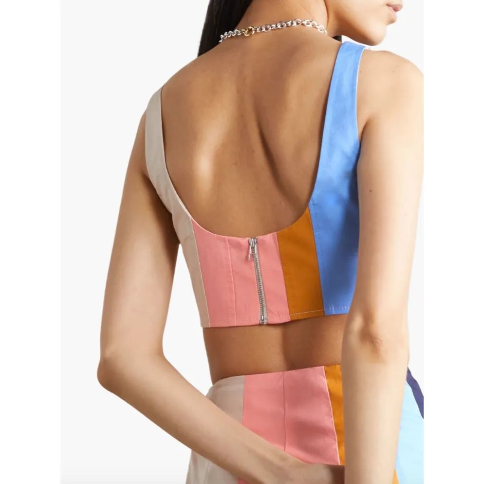 STAUD Wells cropped striped cotton-blend poplin top Women’s 00 - Image 2