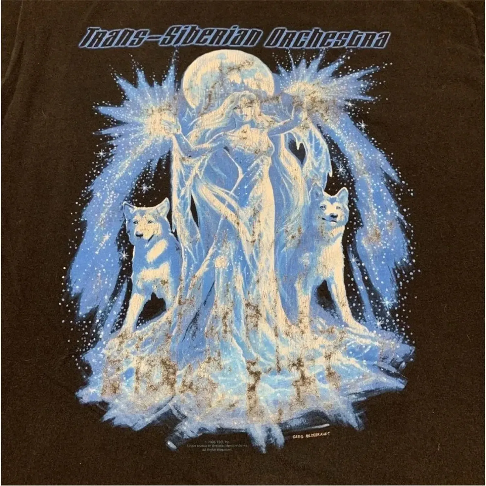 TRANS SIBERIAN ORCHESTRA Winter Tour 2005 Wolf Tee, Size Medium Y2K Black - Image 2