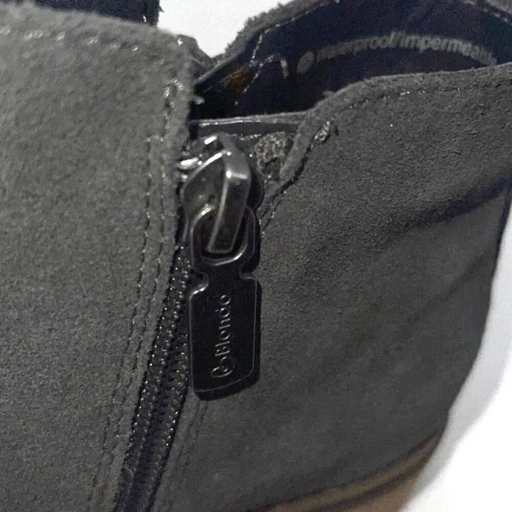 Blondo Womens Suede Stacked Heel Side Zip Linda Waterproof Booties Gray Size 6.5 - Image 6