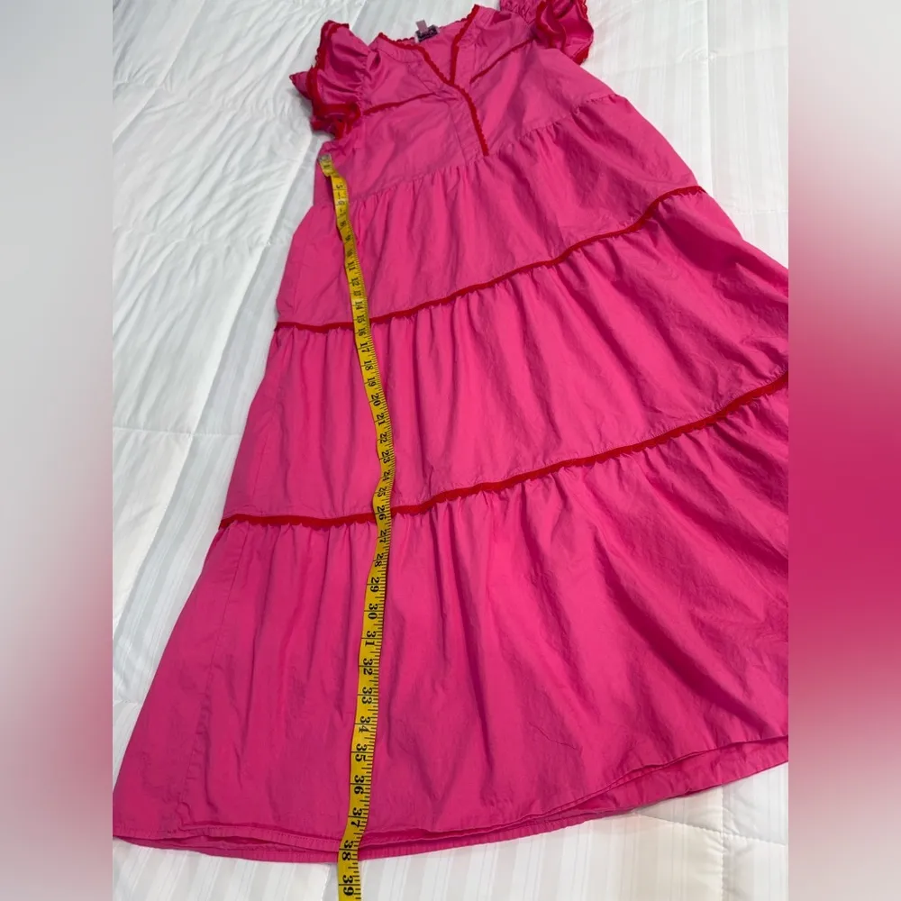 Mud Pie Pink Ruffled Tiered Midi Dress - Image 8