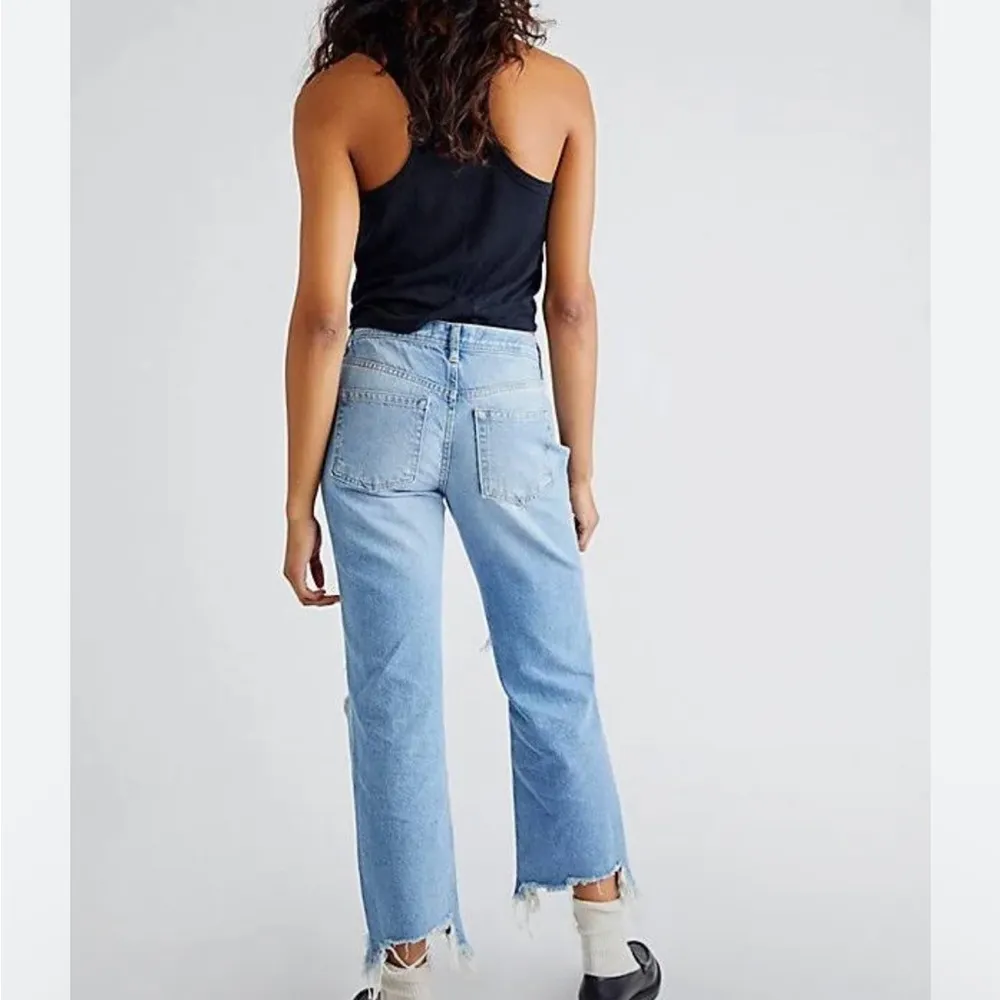 We The Free Jeans Free People Maggie Straight Leg Distressed Jeans Size 25 NWOT - Image 2