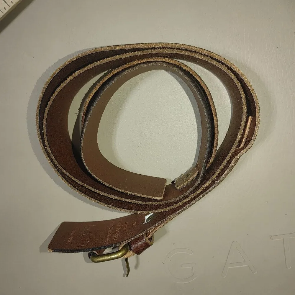 Leather Belt Ann Taylor Loft Brown Brass Buckle Size 36 Medium Genuine Leather - Image 11