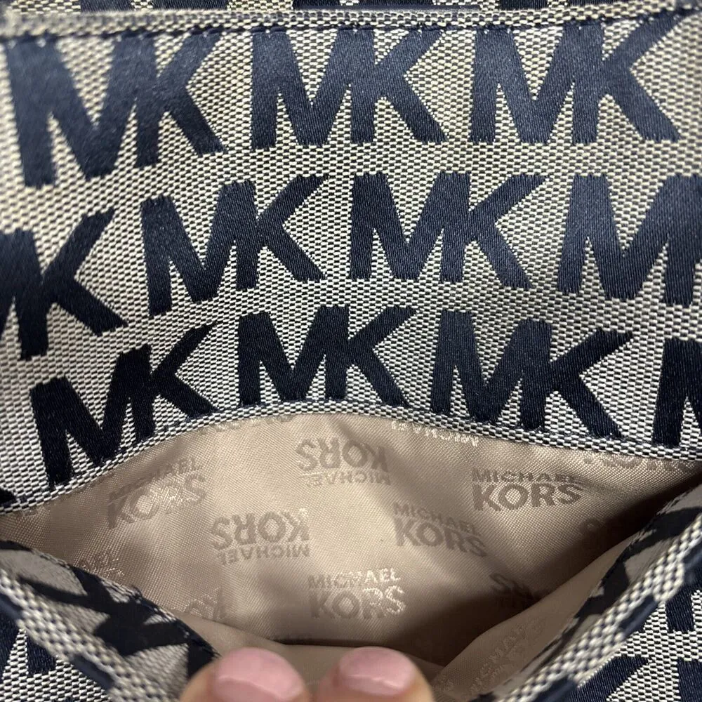 Womens Michael Kors Signature Navy Small Tote - Image 4