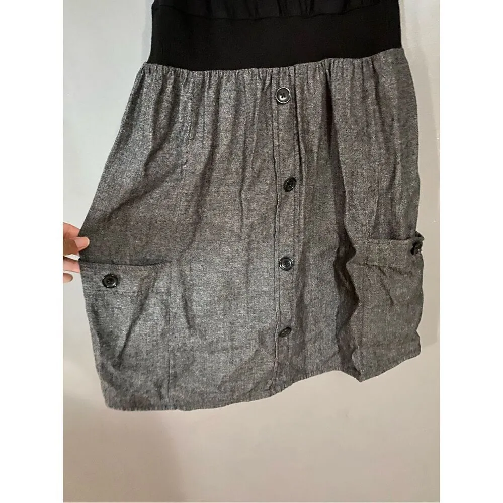 Be Bop Black And Gray Faux Button Ruffle Dress Size Medium - Image 3
