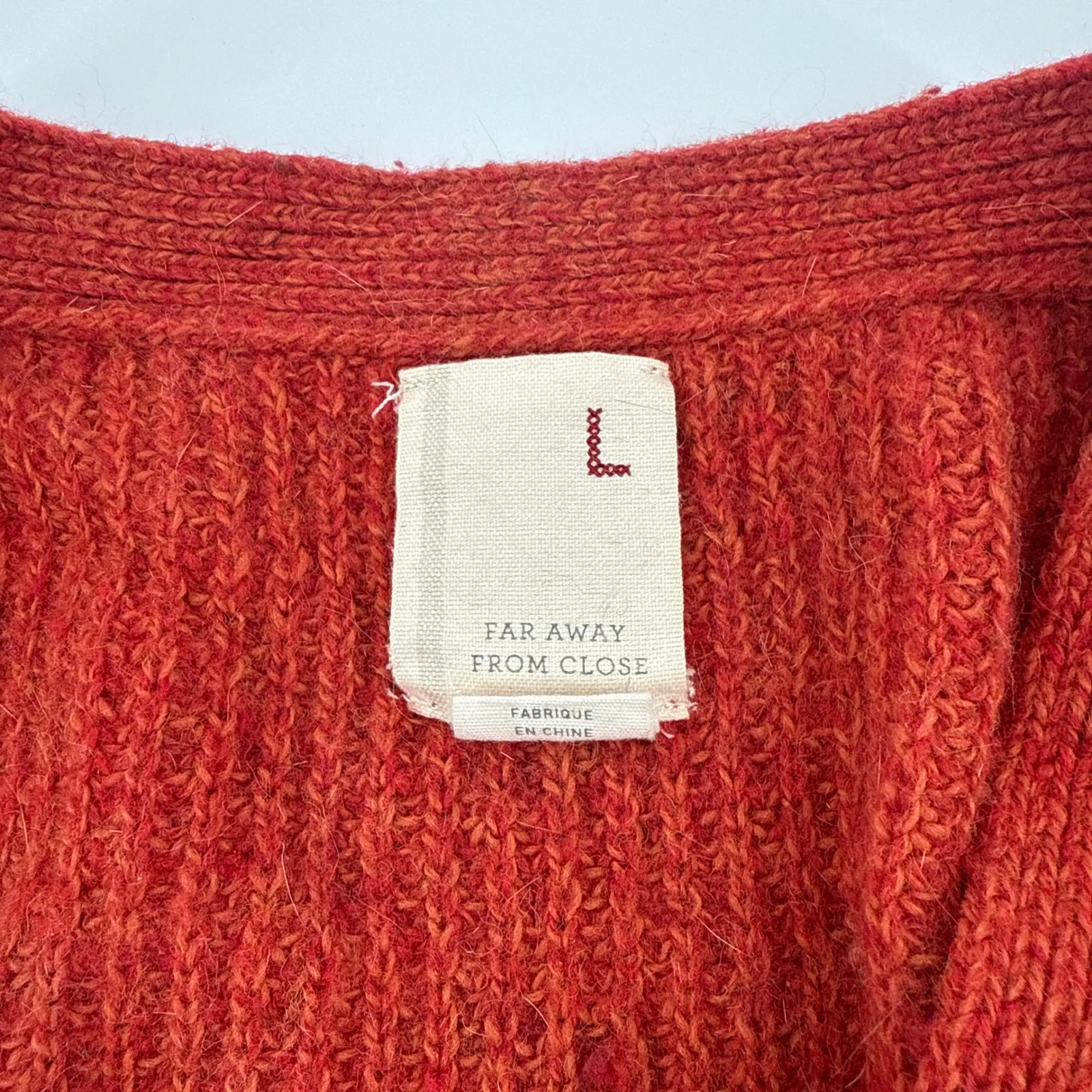 Anthropologie Far Away From Close Pauline Cable Knit Cardigan Sweater Large HiLo - Image 9