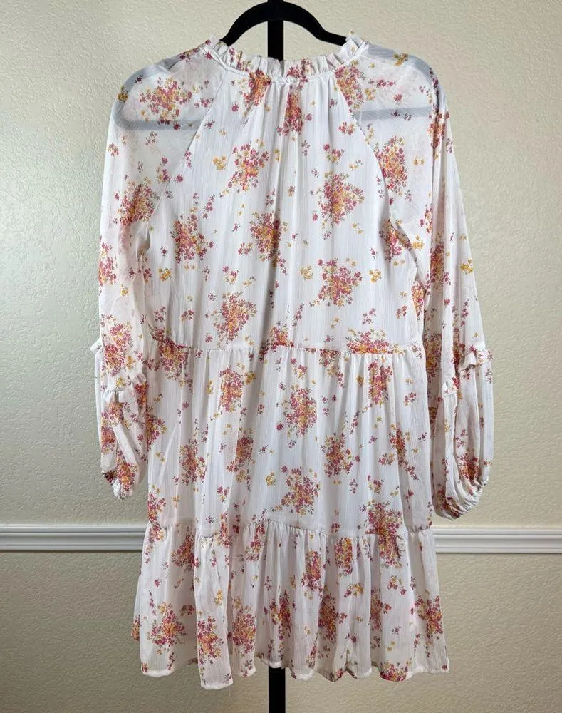 Vince Camuto Floral Tiered Ruffle Dress XS Oversized White Boho Cottagecore - Image 6