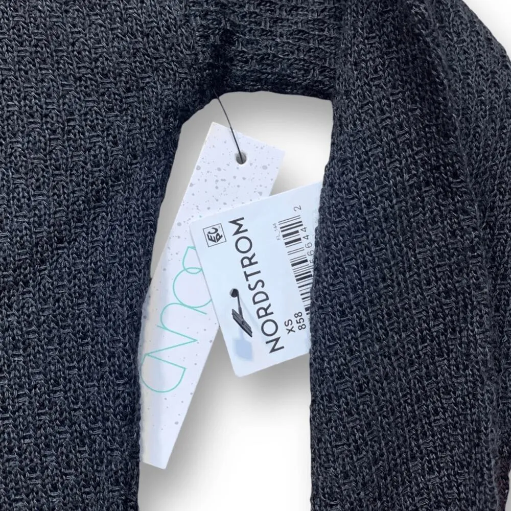 Nordstrom Abound Black Open Weave Knit Long Sleeve Cropped Sweater Top Pullover - Image 7