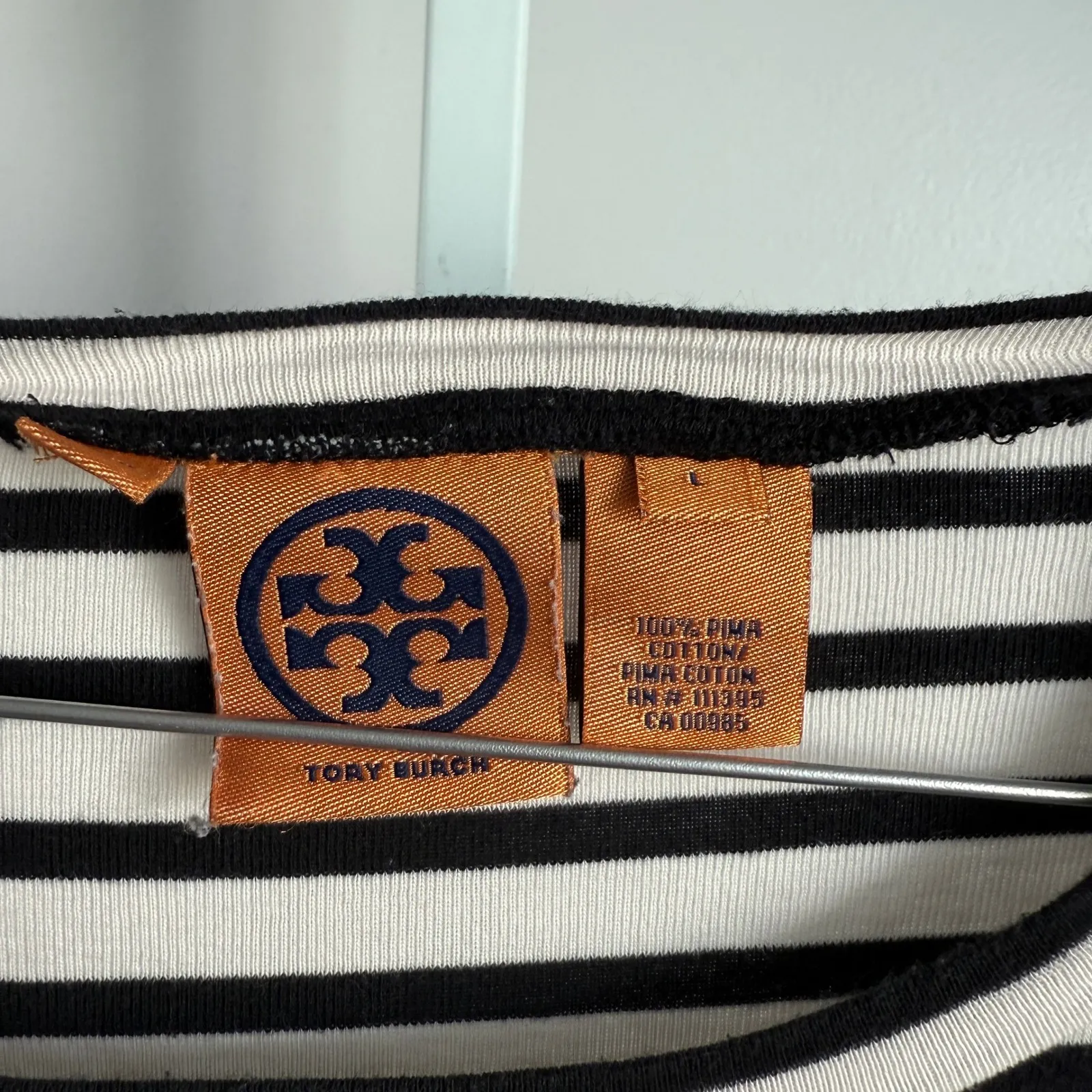 Tory‎ Burch sz L Top Striped Gold Button Detail Resort Sailor Nautical - Image 4