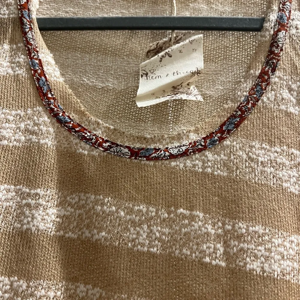 Hem & Thread Tan and White Striped Tank Top - Image 2