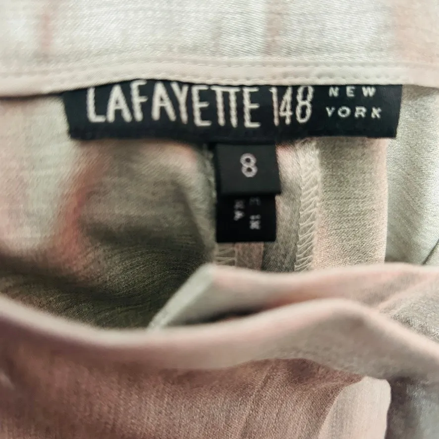 NEW Lafayette 148 Silver Gray Virgin Wool Silk Wide-Leg Trousers Quiet Luxe Sz 8 - Image 5