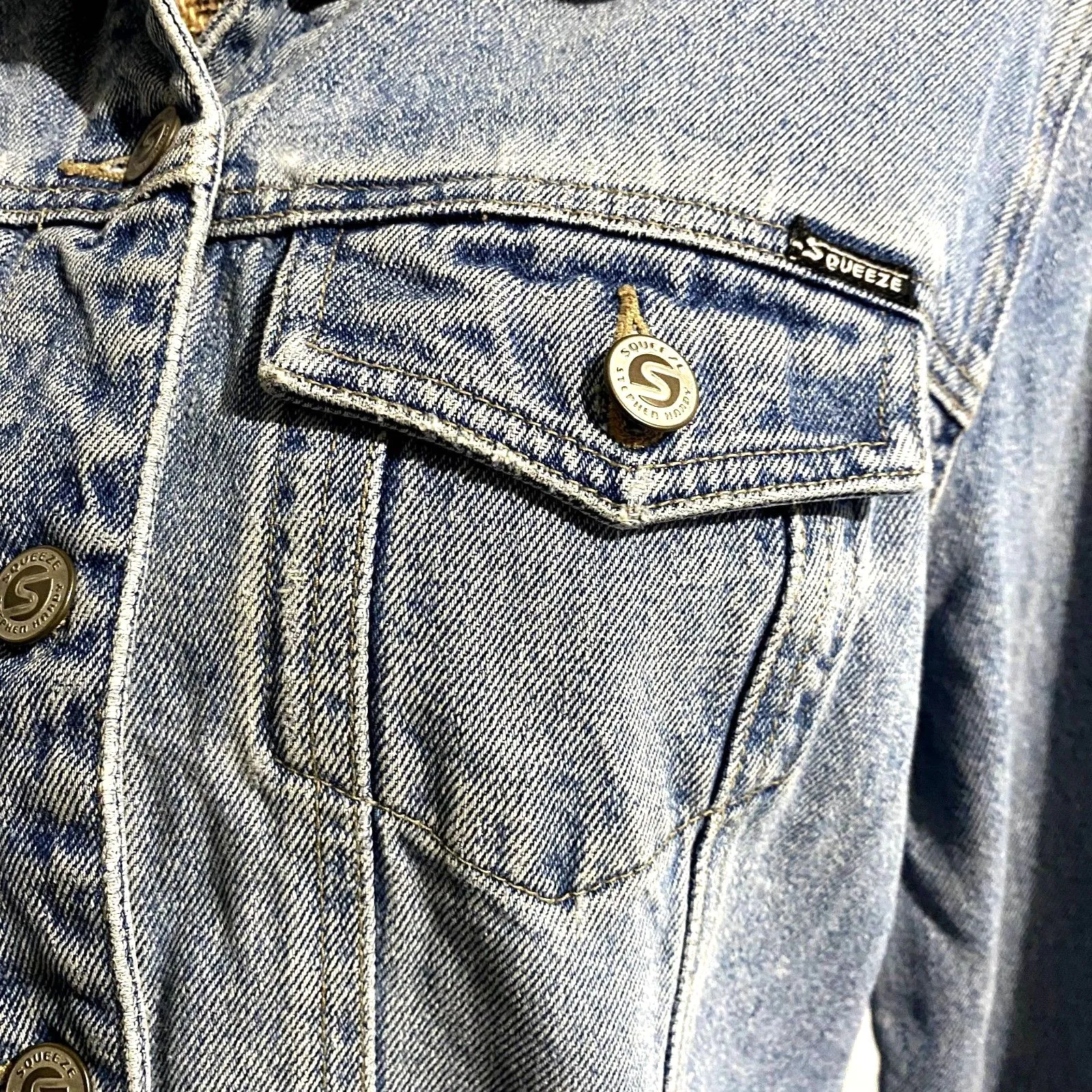 Vintage 90s Squeeze Stephen Hardy Denim Jean Jacket‎ Cotton Size Large Blue - Image 2