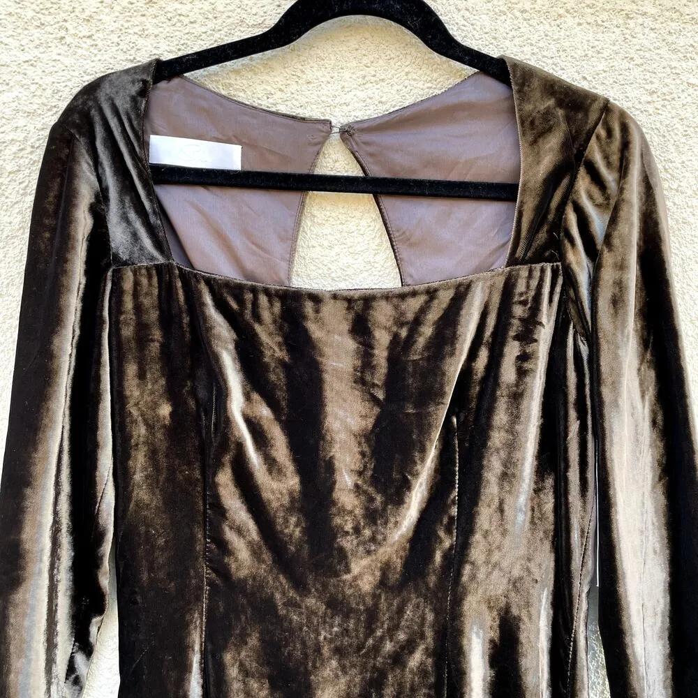 NEW Siri Brown Velvet Gown Maxi Long Sleeve Formal Medieval 6 - Image 3