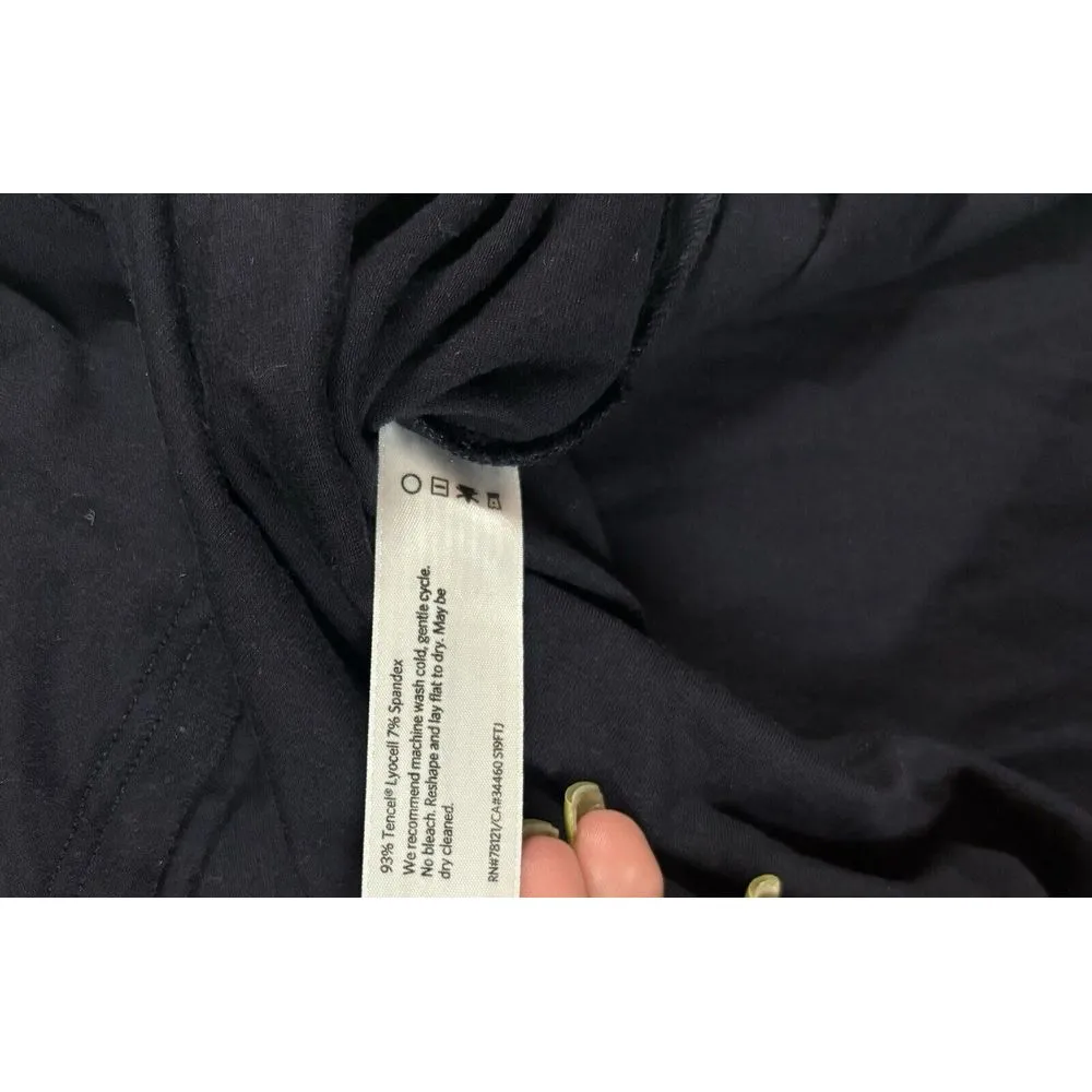 eileen fisher xs black split hem 3/4‎ sleeve Tencel Blouse Minimalist - Image 5