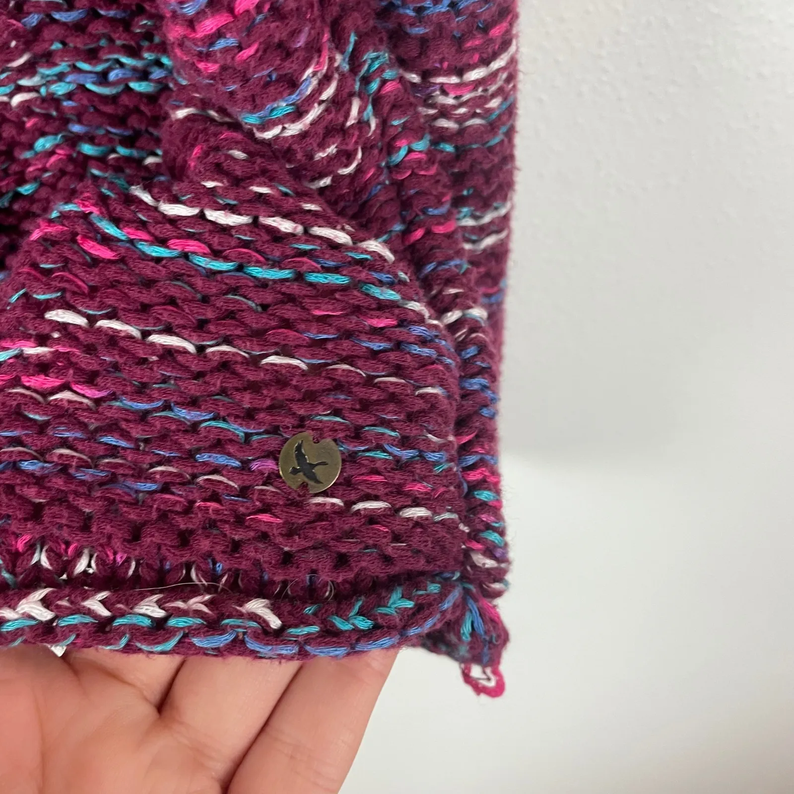 Eddie Bauer Women's Size L Multicolored Striped‎ V Neck Hooded Knit Sweater - Image 5