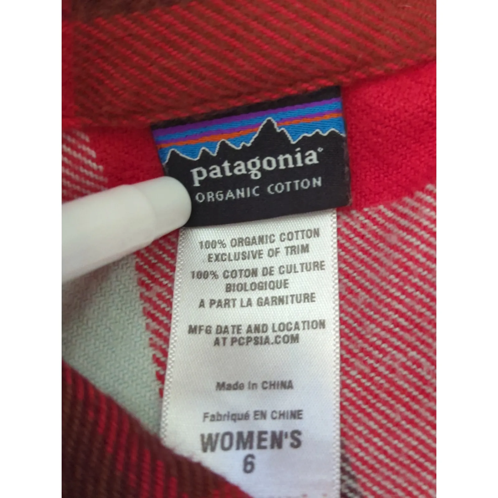 Patagonia Red & White Plaid Fjord Flannel Shirt Womens S Preppy Gorpcore Casual - Image 7