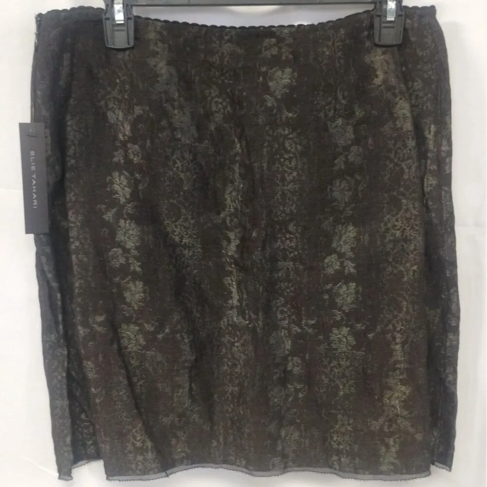 Elie Tahari Women's Brown Mini Skirt Size 10 SKU 3609 - Image 2