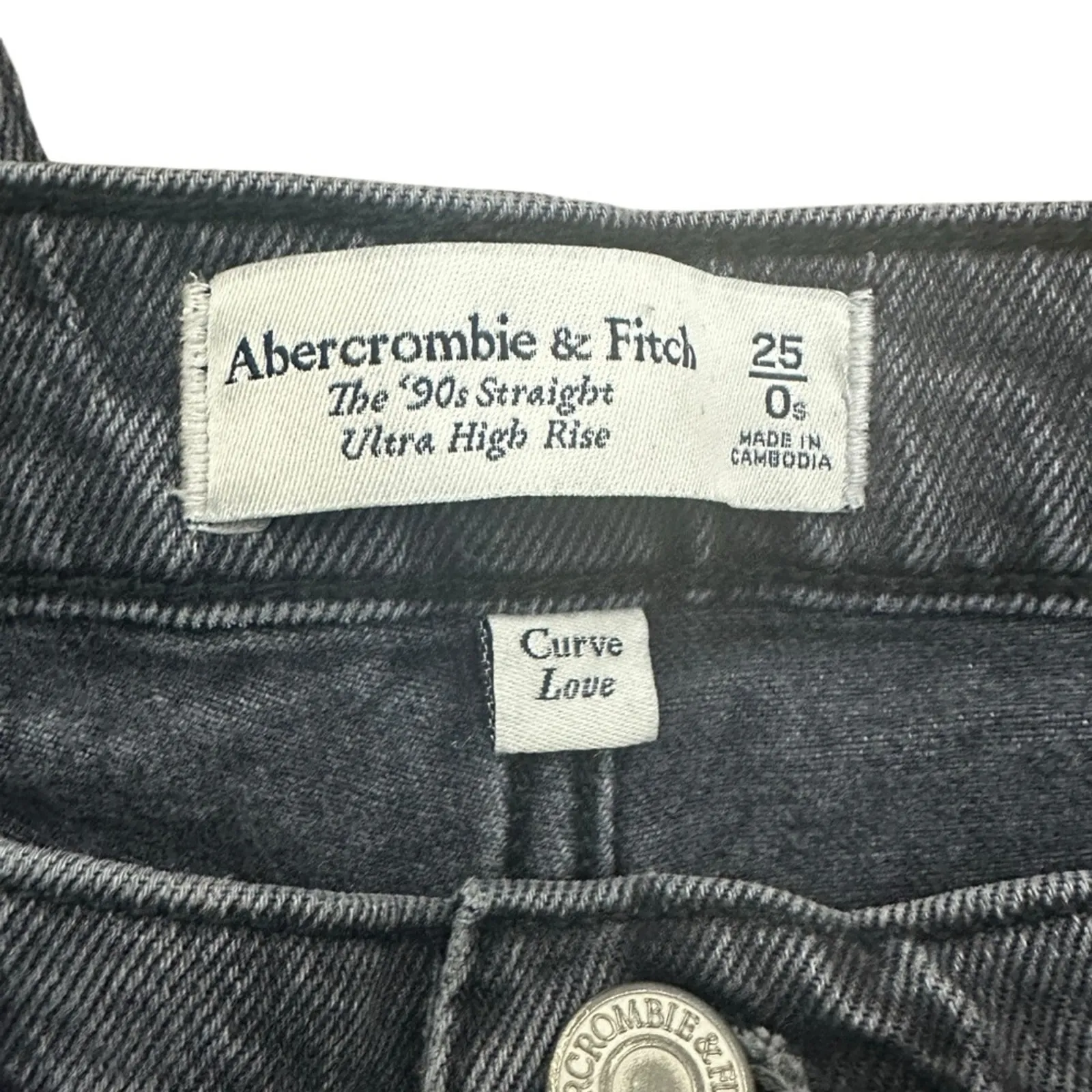 Abercrombie & Fitch 90s Ultra High Rise Jean Womens 0 Curvy Black Split Hem Y2K - Image 5