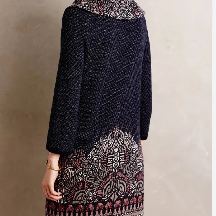 Anthropologie Moth Imperial Garden Cowl Neck Tunic/Dress Sweater L - Image 2