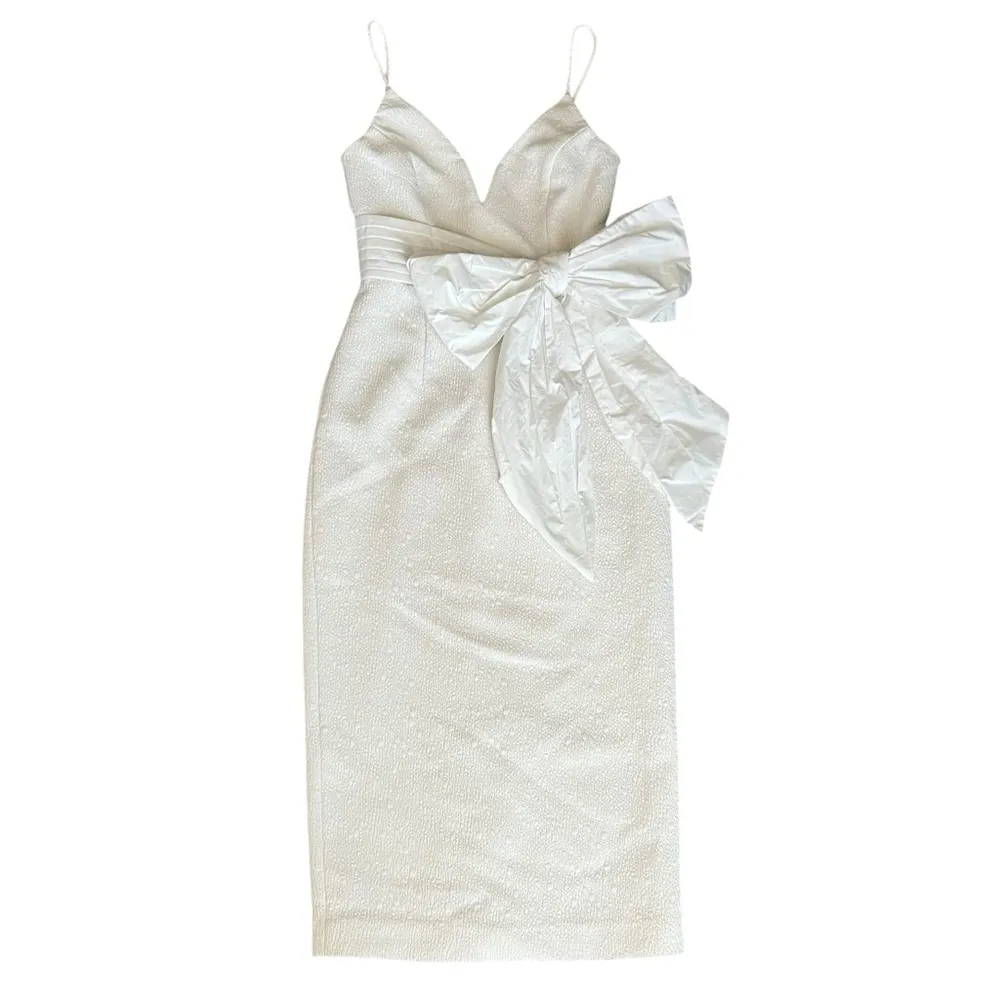 Rebecca Vallance Women’s Monique Genevieve Bow Waist Sleeveless White Midi Dress Size 2 - Image 3