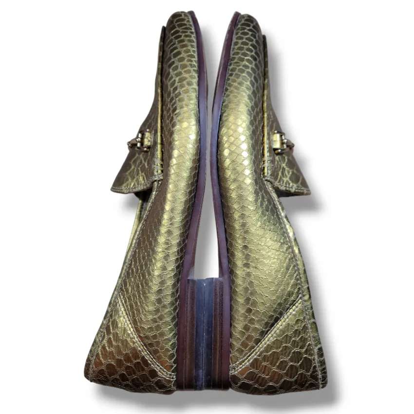 Sam Edelman Shoes Size 7.5 M Sam Edelman Loraine Loafer Leather Gold  Snakeskin Print - Image 6