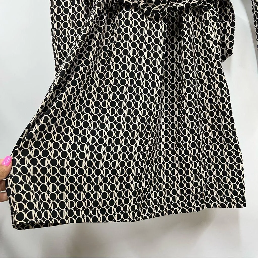 Milk & Honey M Chic Black & Cream Geometric Long Sleeve Dress w/belt FLAWED Size M - Image 13