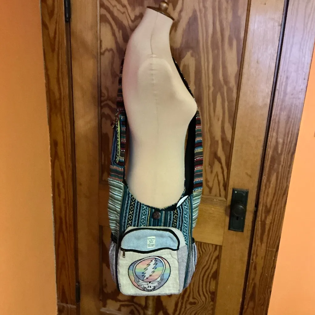 NWT Grateful Dead Hemp Pocket Crossbody Bag Rainbow Steal Your Face - Image 12