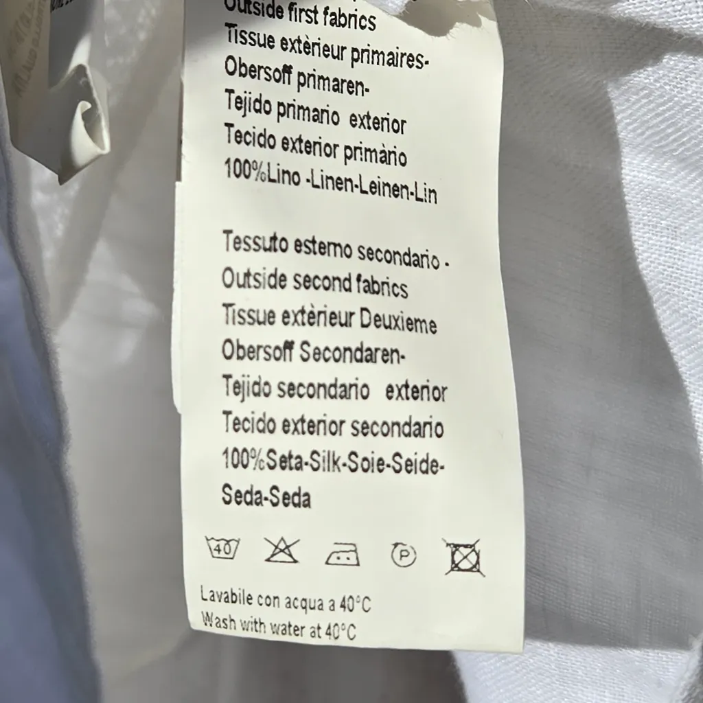 120% Lino 42 S White Sleeveless Lace Linen Silk Dress Made In Italy - Image 7