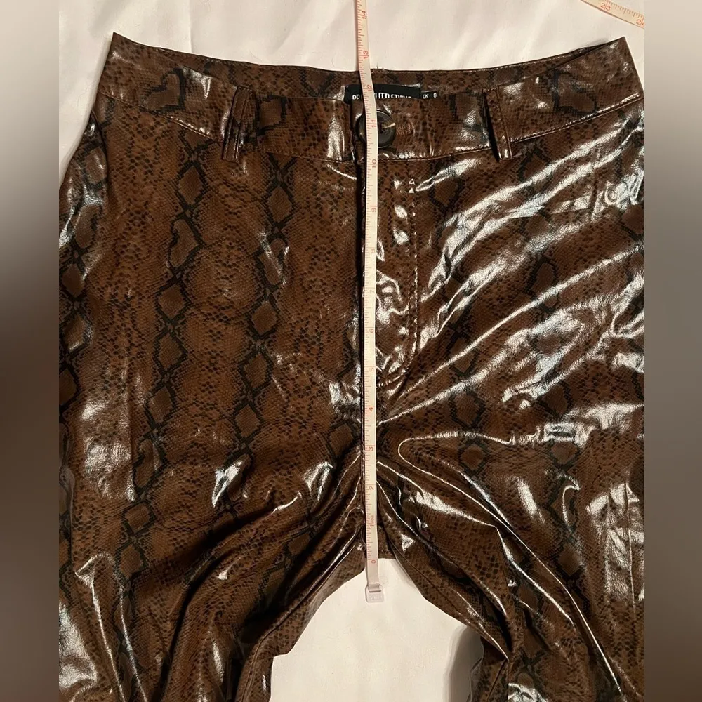 PrettyLittleThing Brown Faux Leather Snakeskin Straight Leg Pants 4 - Image 13