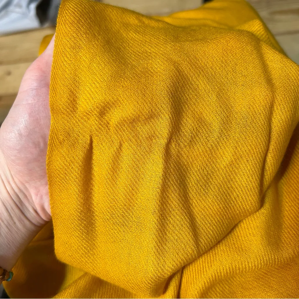 Nordstrom Tissue Weight Wool Cashmere Yellow Rectangle Scarf - Image 8
