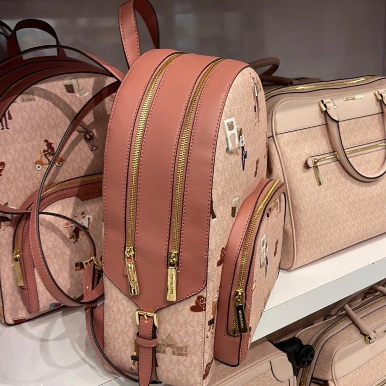 Powder Blush Multi Jaycee Large Zip Backpack - Image 3