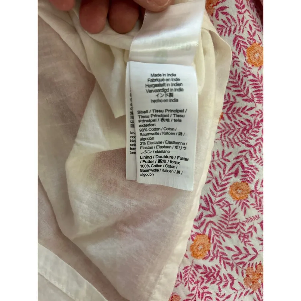 J. Crew Cotton Floral Pink/Orange Tiered Midi Dress. Size 0P. - Image 10