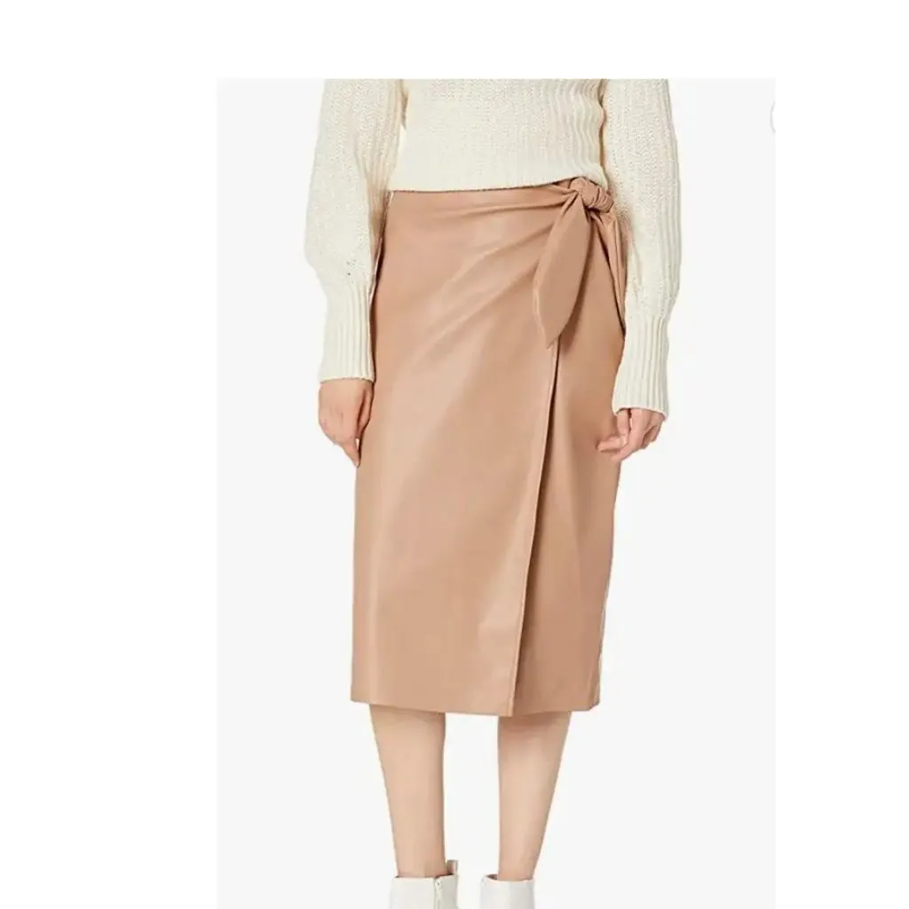 NWT  7 For All Mankind Women's Vegan Leather Wrap Midi Skirt Large - Image 6