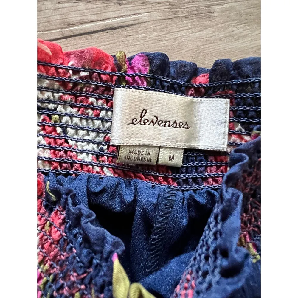 Anthropologie Fire Lily Elevenses Women's Pants Smocked Palazzo Sheer Wide Leg M - Image 4