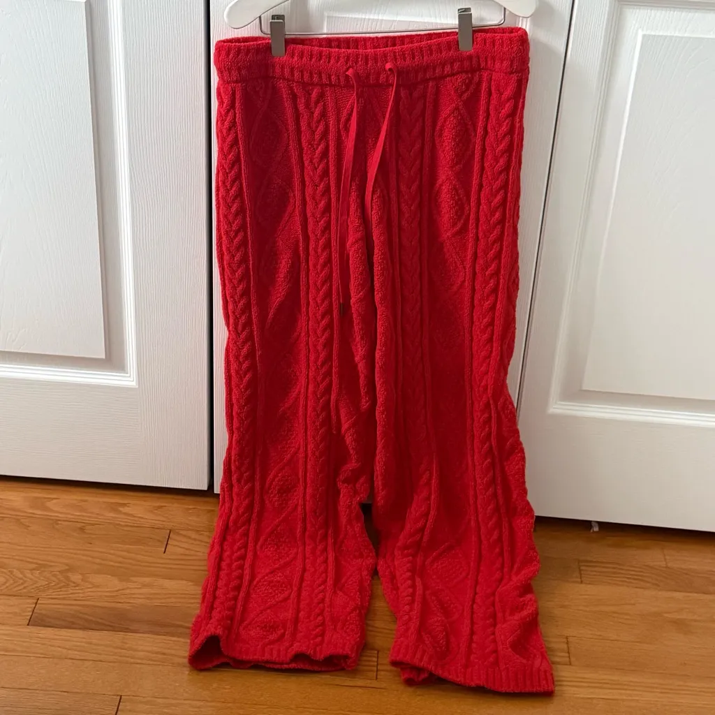 P.J. Salvage Red Cable Lounge Cardigan and Pants Set Size undefined - Image 4