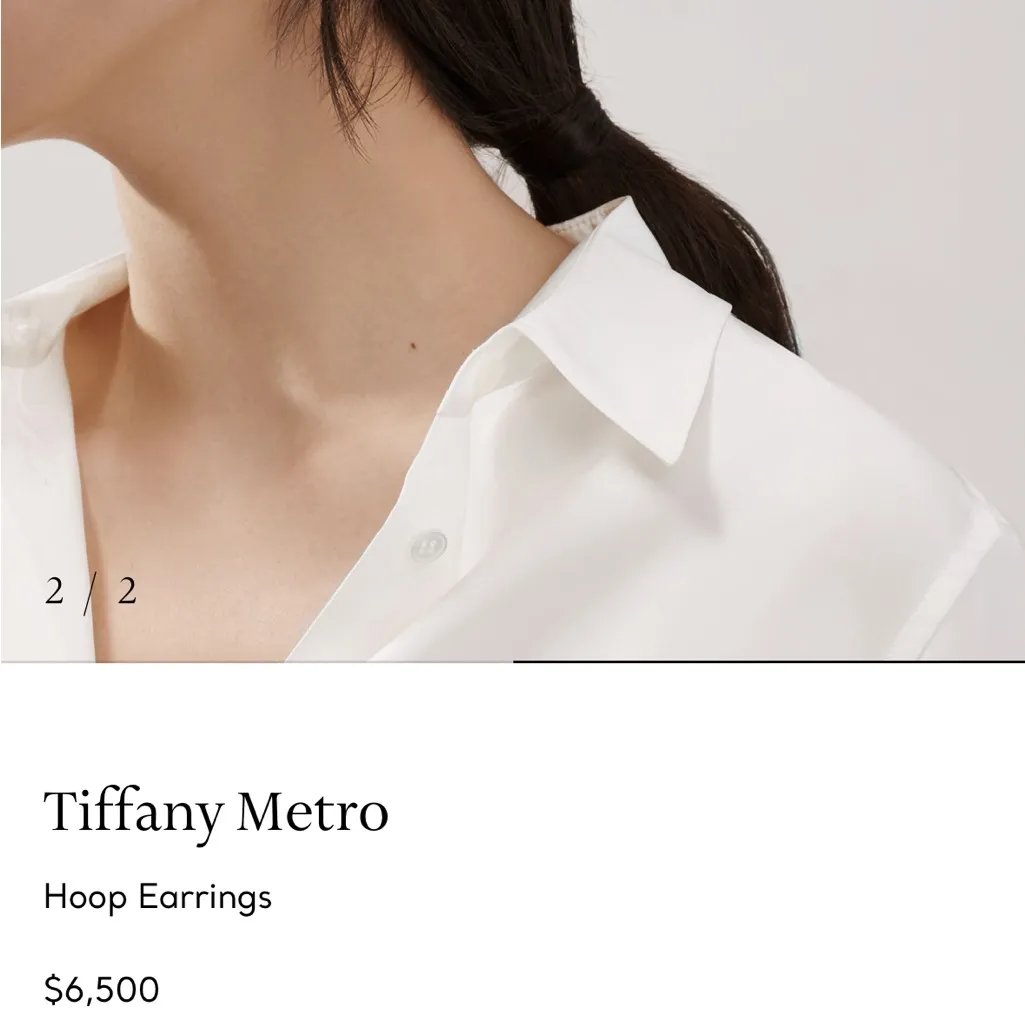 Tiffany 18K White Gold Metro Hoop Earrings - Image 3