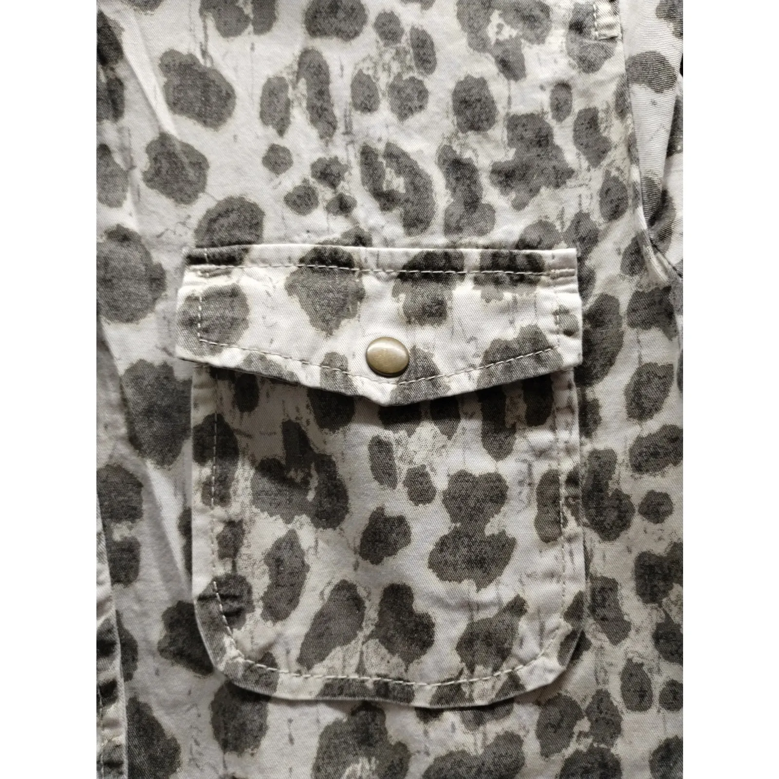 Lily Aldridge for Velvet Size Small Aziya Leopard Print Army Utility Zip Jacket - Image 6