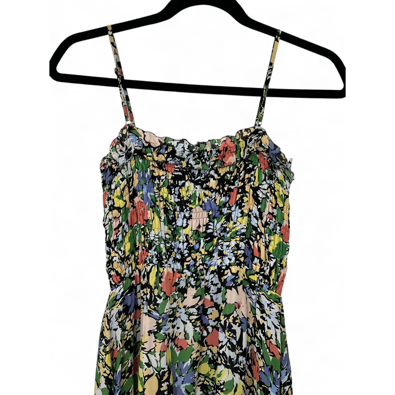 Parker  XXS  Melody Dark Floral Back-Cutout Dress Midi Sleeveless Ruffle Womens - Image 8