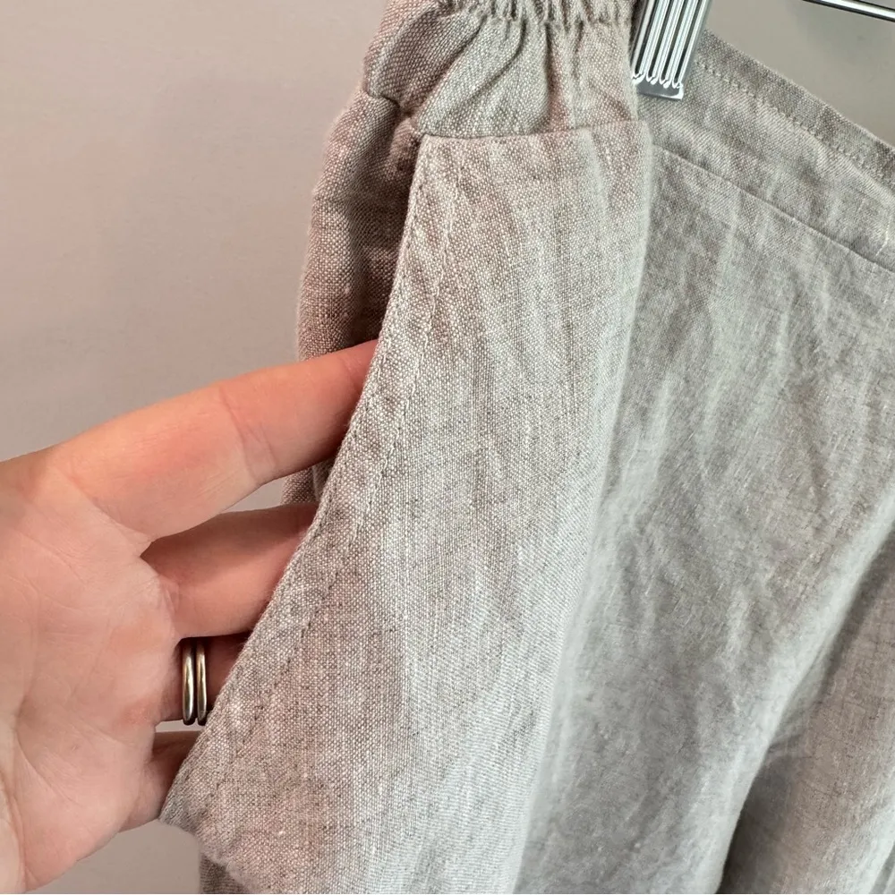 Match Point 100% Linen Wide Leg Capri Pants Oatmeal Size XL - Image 3