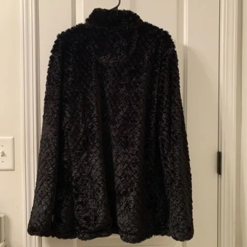 Women's Simply Southern Black Sherpa Faux Fur 1/4 Zip Pullover Jacket Size XXL - Image 8