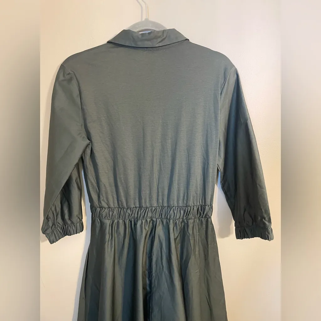 MaxMara Dark Green Midi Dress - Image 12