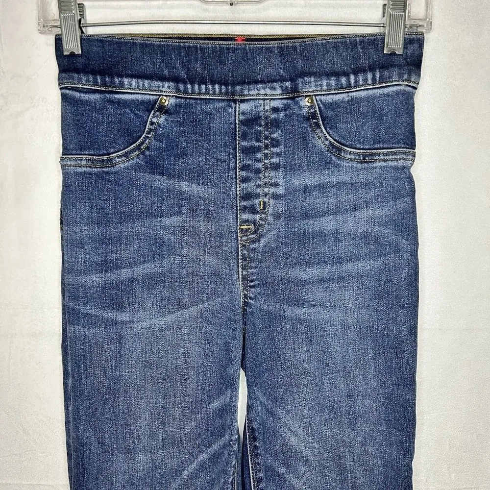Spanx Cropped Flare Denim Jeans Raw Edge Hem Rise Sz XS (25x26) 20231R - Image 2