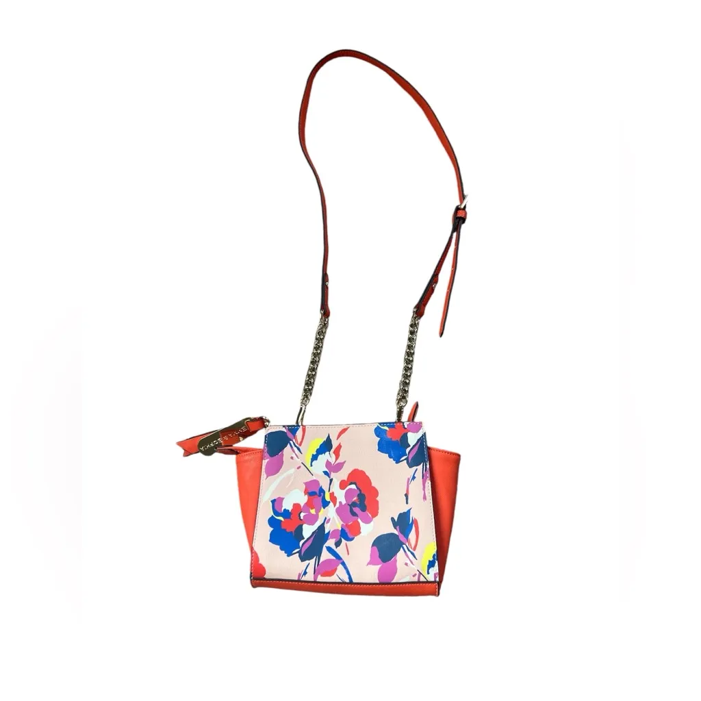 EMMA & SOPHIA Orange & Pink Floral ‎ Crossbody Leather Purse Colorful Bag - Image 6