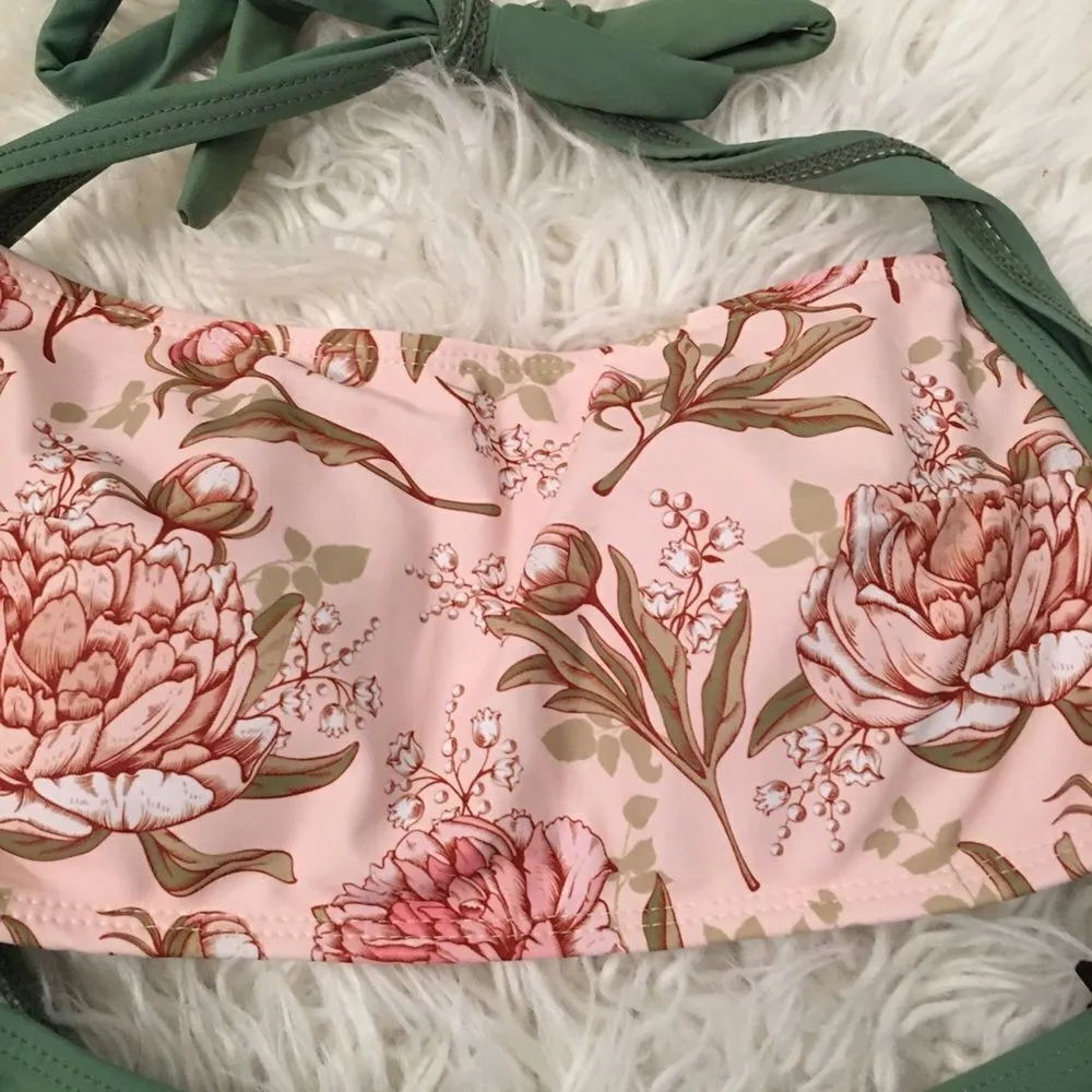 New with tags! 1930s Style Peony One piece ruched bathing suit Green Size L - Image 5