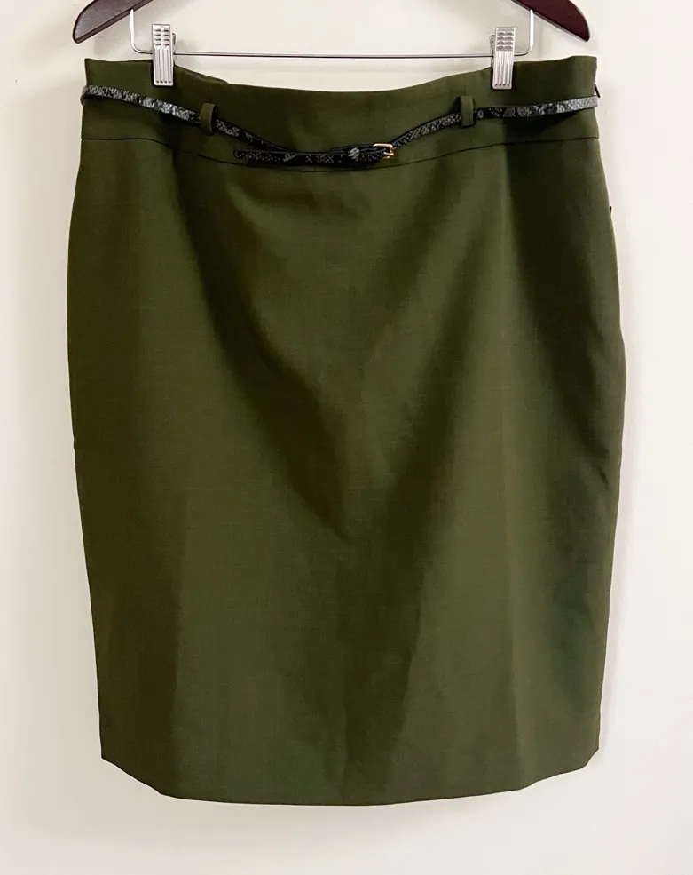 Black Label By Evan-Picone Hunter Green Pencil Skirt NEW Belt Size 16 - Image 1