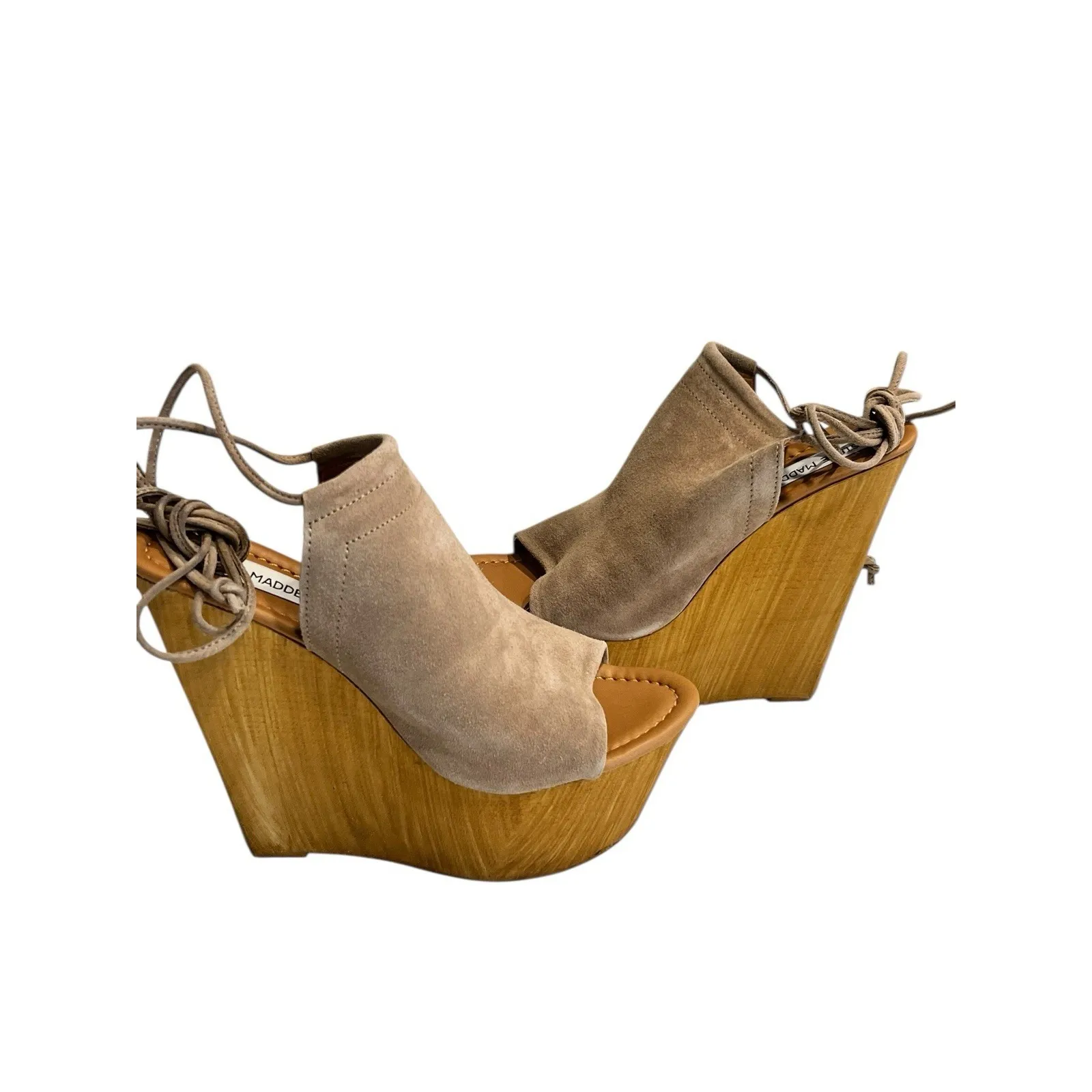 Steve Madden Women's Bonelli Taupe Faux Suede Wedge Shoes 8 M US - Image 4