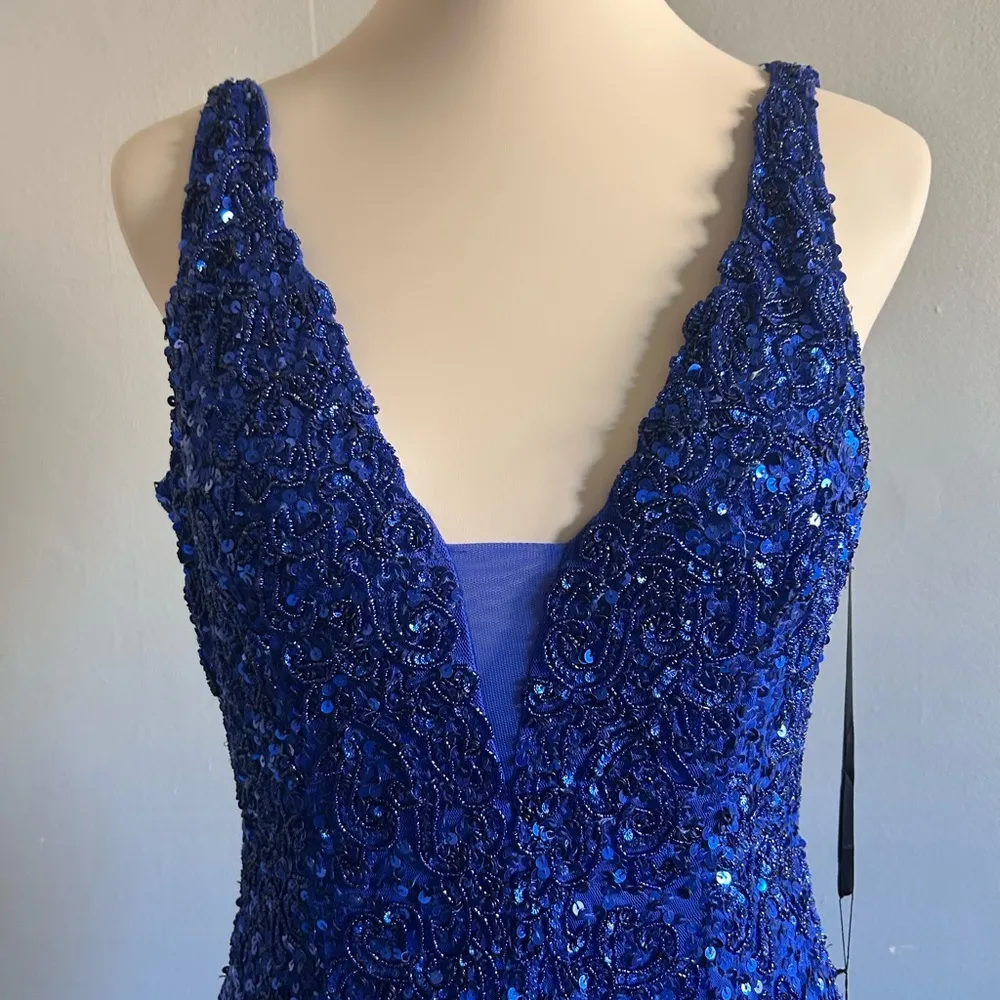 NWT Primavera Couture Prom Blue Sequin Gown | Size: 8 | Style: 3953 - Image 5