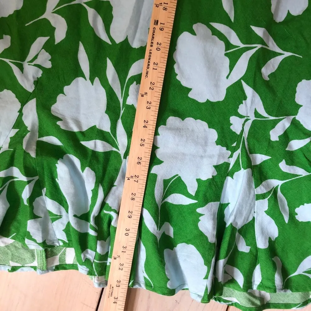 Kate Spade x Target NWT Women's Classic Rose Linen Fit & Flare Midi Skirt XXL Green - Image 11