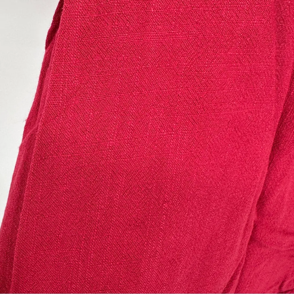 Umgee Linen Blend Top with Embroidery Bell Sleeve in Scarlet size Medium Boho - Image 9