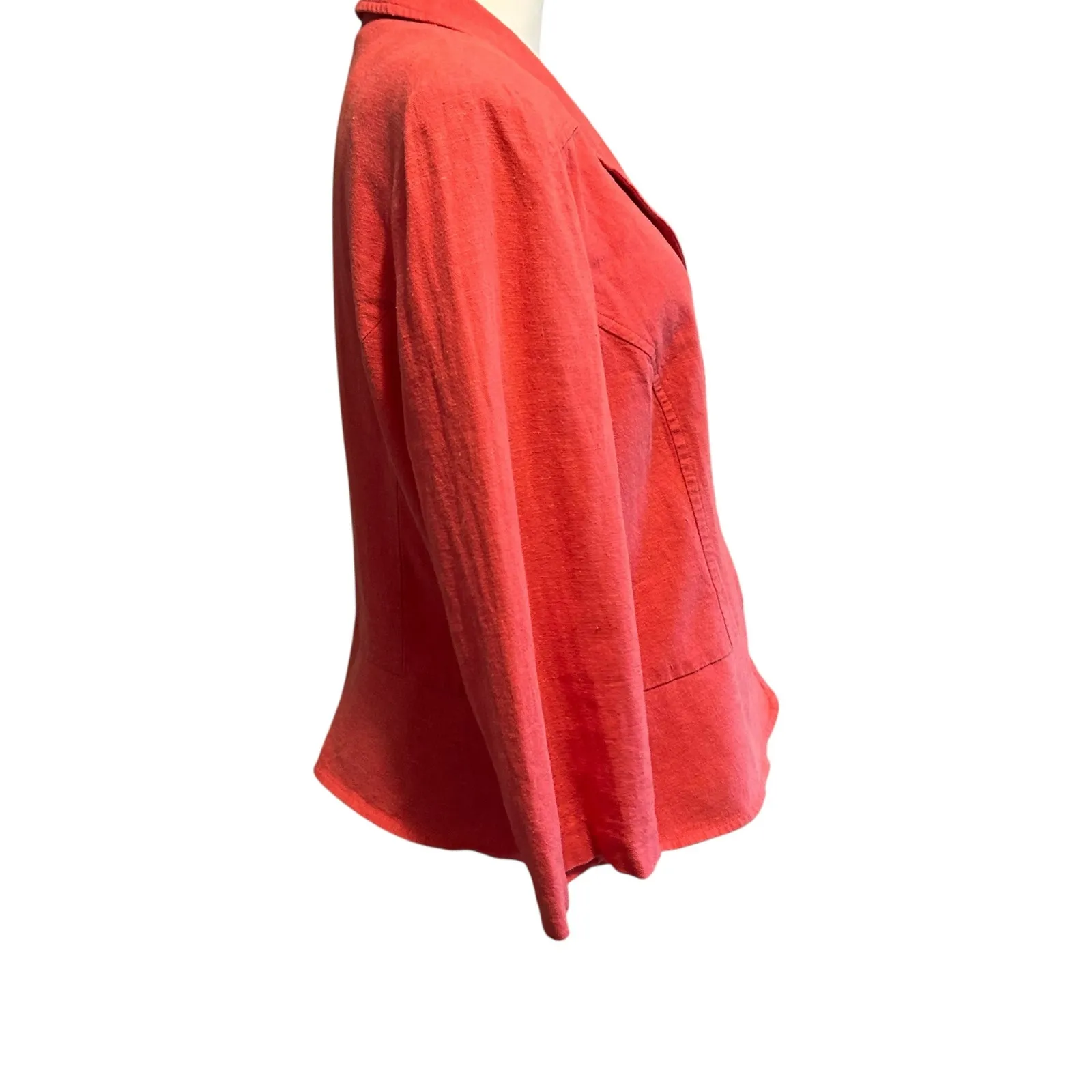 Miss Dorby VTG Blazer Bolero Jacket No Size Tag Orange Buttons Collar 3/4 Sleeve - Image 6